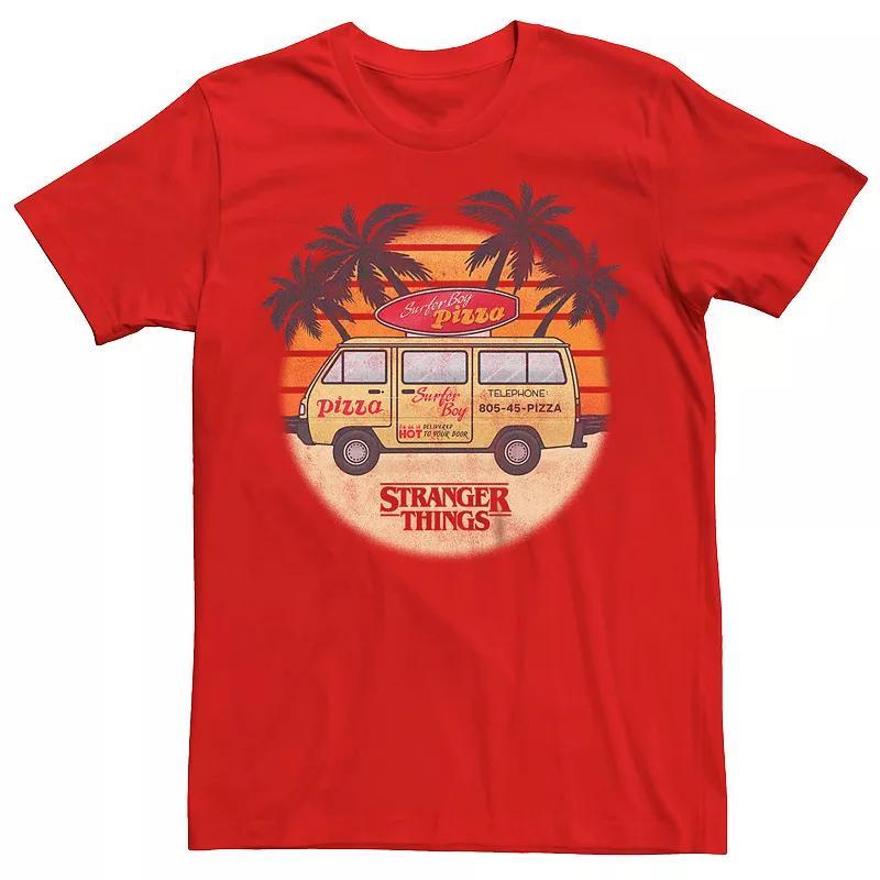 Men's Netflix Stranger Things Surfer Boy Pizza Tee, Size: XXL, Red Product Image