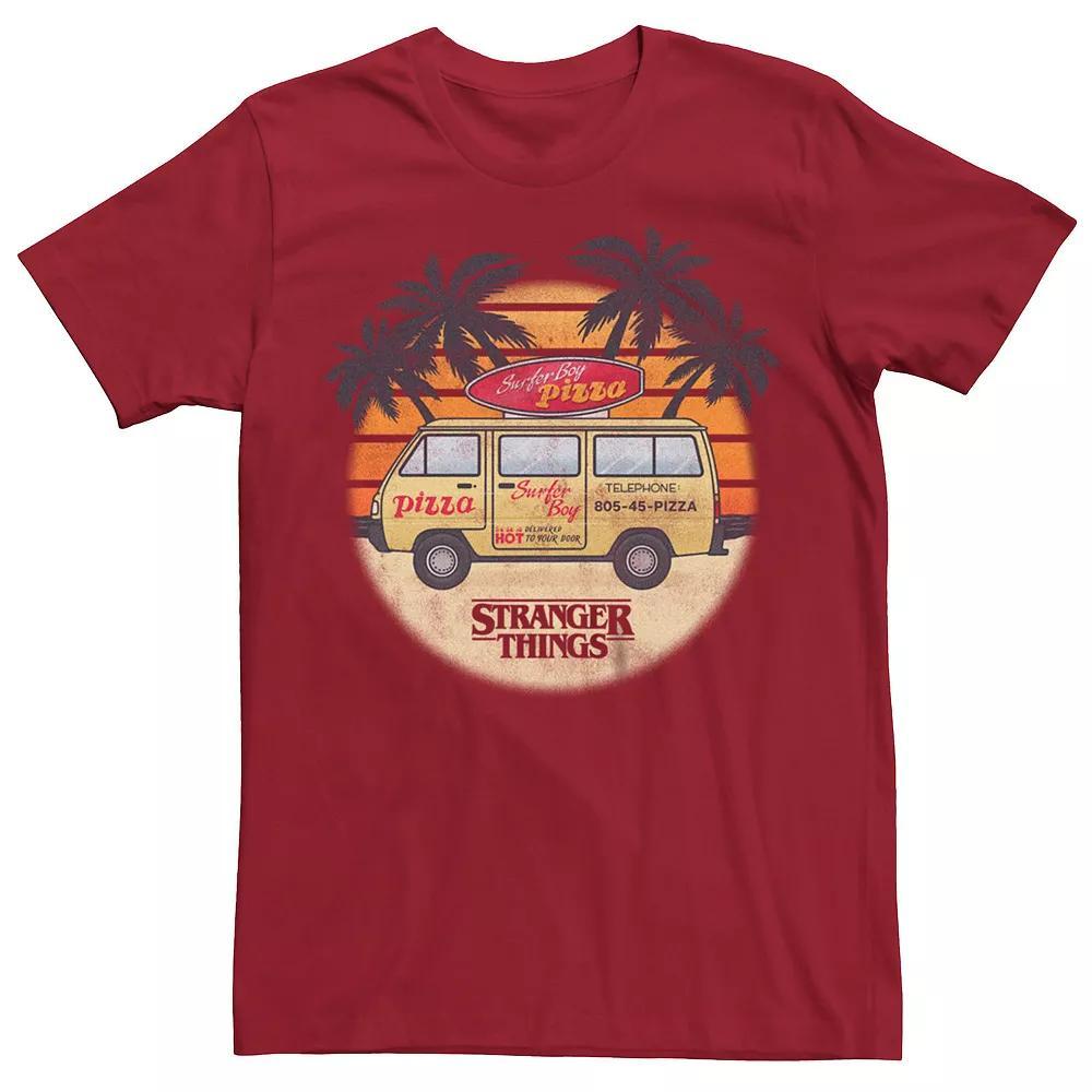 Men's Netflix Stranger Things Surfer Boy Pizza Tee, Size: XXL, Red Product Image