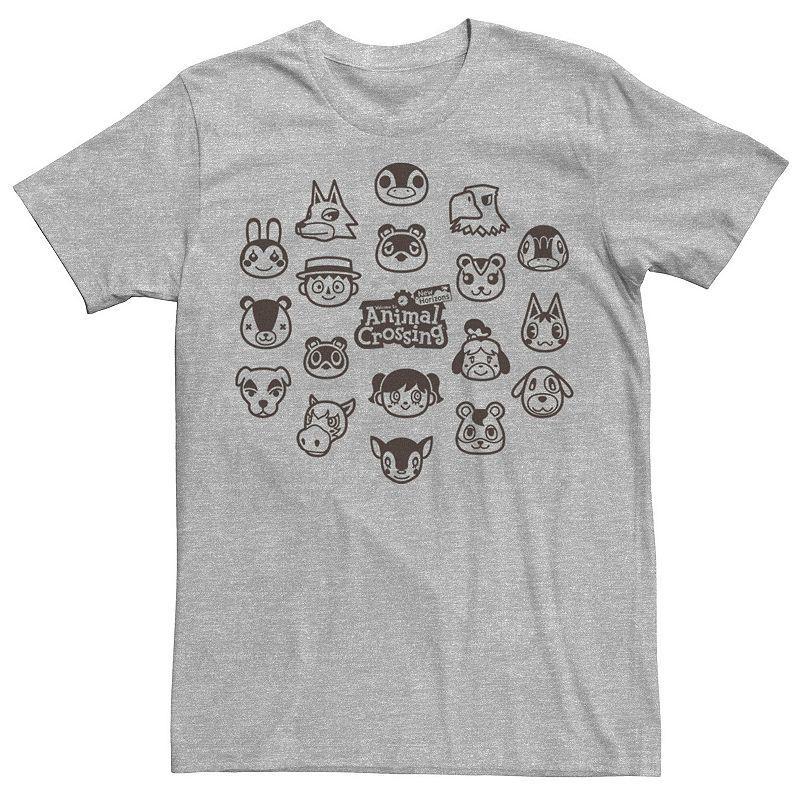 Men's Animal Crossing New Horizons Group Shot Villagers Tee, Size: XXL, Athletic Grey Product Image