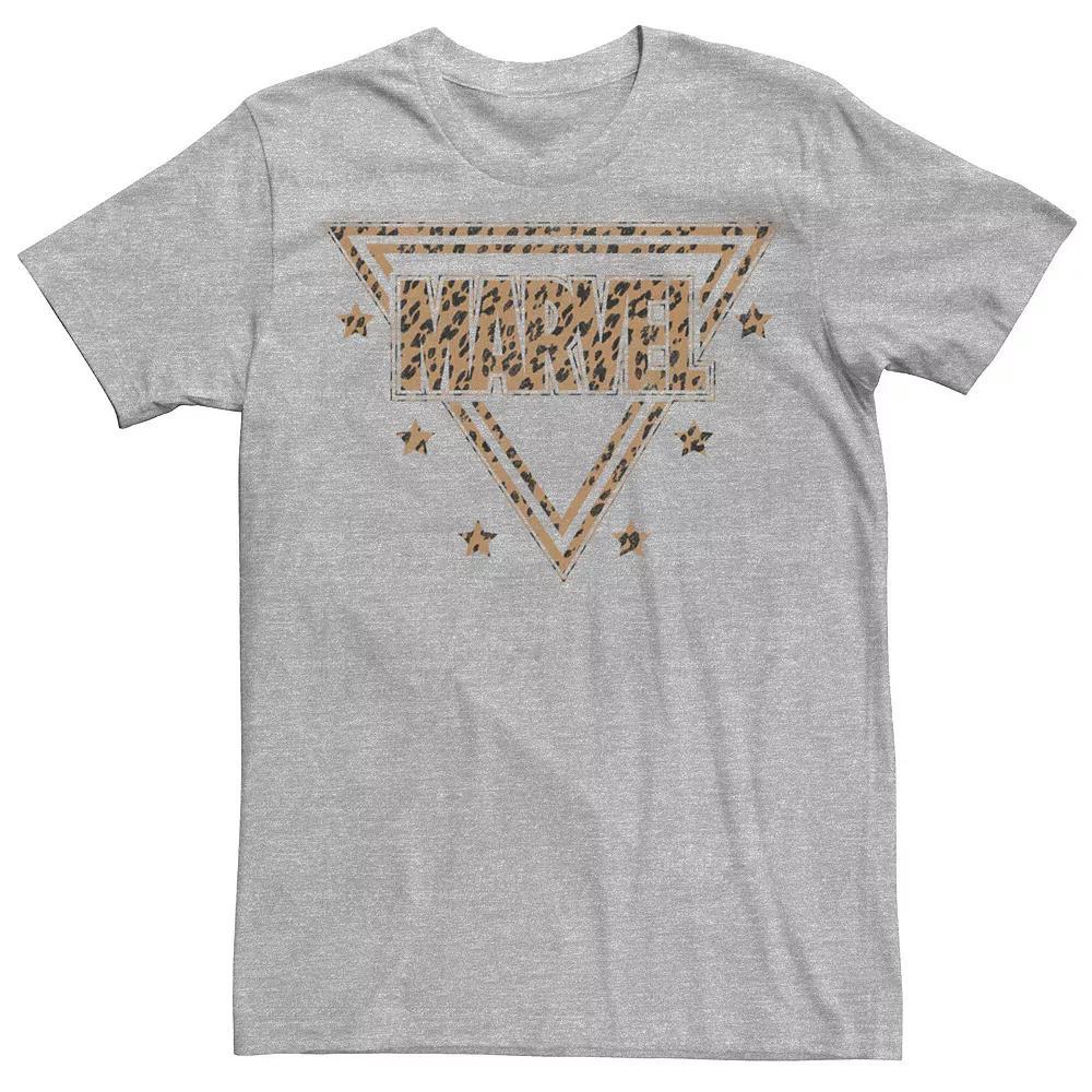Men's Marvel Leopard Print Triangle Logo Tee, Size: XL, Athletic Grey Product Image
