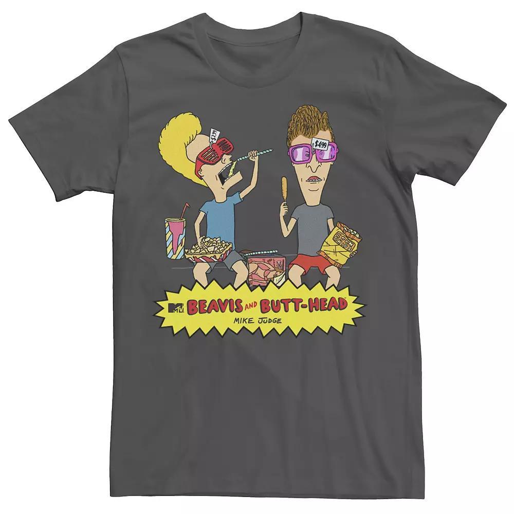 Mens Beavis & Butthead Snacks On The Curb Logo Tee Grey Product Image