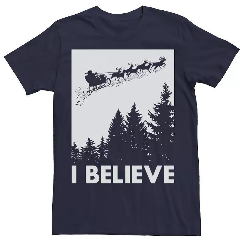 Big & Tall Santa Claus I Believe Reindeer Christmas Tee, Mens Product Image