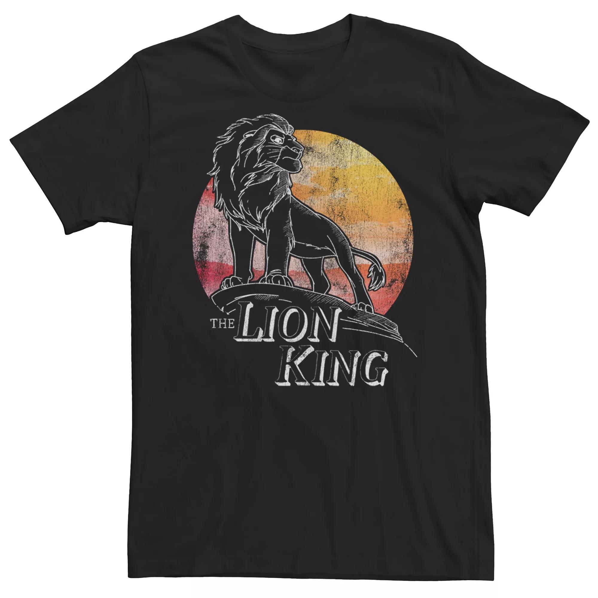 Men's Disney's The Lion King Pride Rock Distressed Sunset Tee, Size: Large, Black Product Image