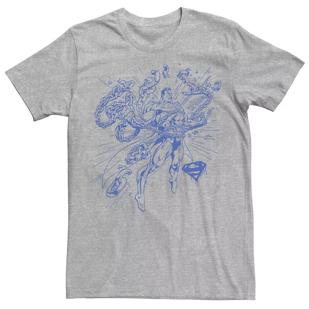 Men's DC Comics Superman Break Chains Outlined Comic Poster Tee, Size: 3XL, Athletic Grey Product Image