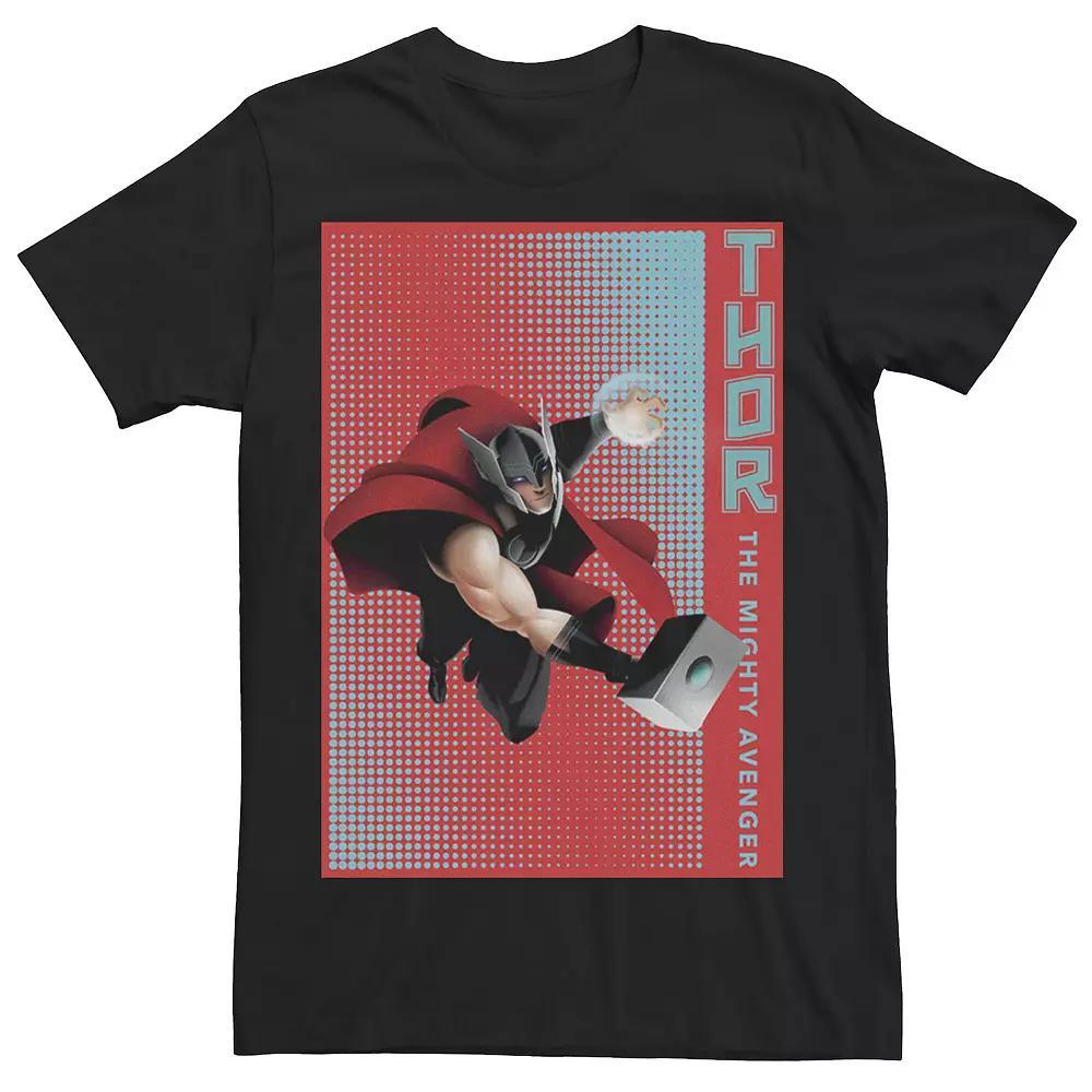 Men's Marvel Thor The Mighty Avenger Halftone Pop Art Poster Graphic Tee, Size: Large, Black Product Image