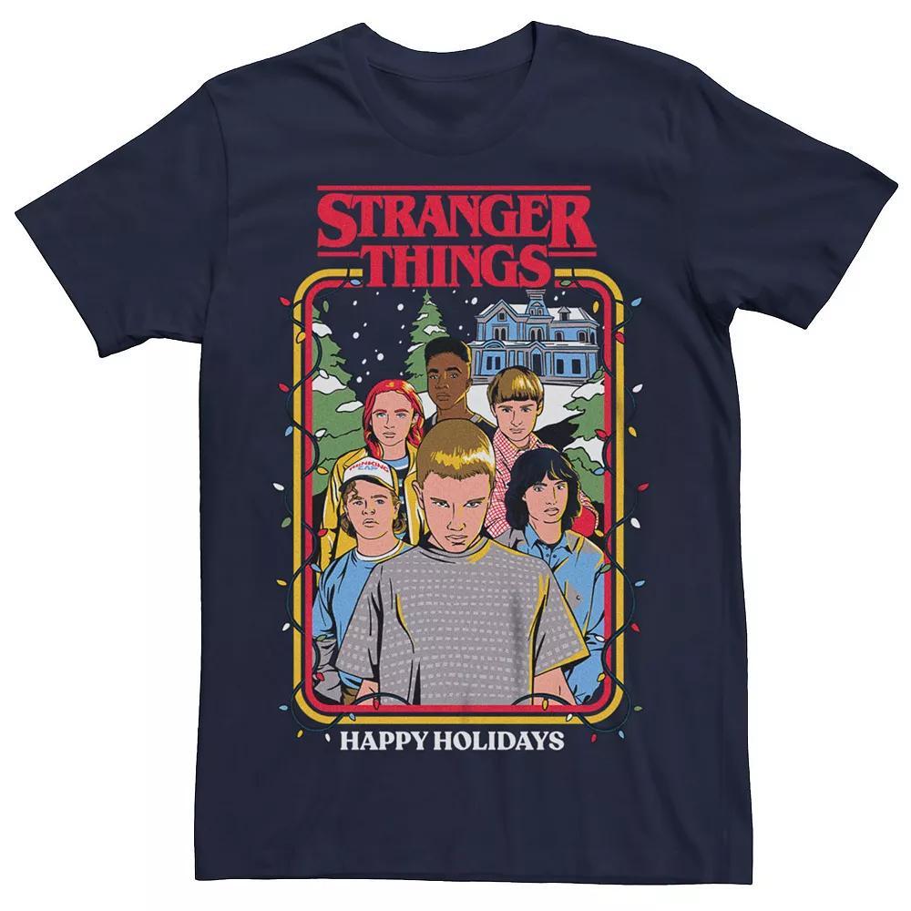 Men's Stranger Things Happy Holidays Graphic Tee, Size: Small, Blue Product Image