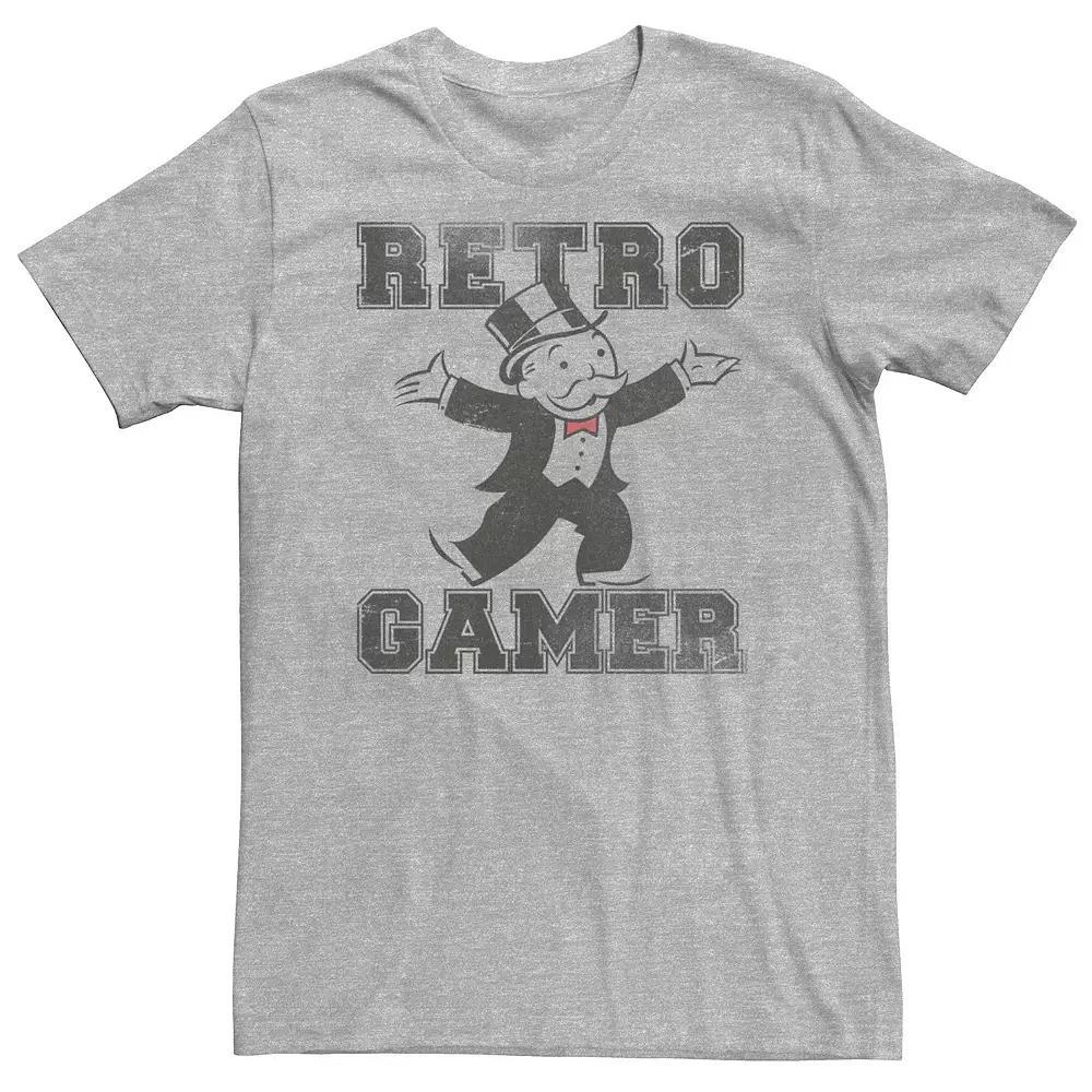 Big & Tall Monopoly Uncle Pennybags Retro Gamer Tee, Men's, Size: 4XB, Athletic Grey Product Image