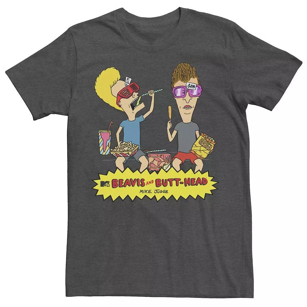 Men's Beavis & Butthead Snacks On The Curb Logo Tee, Size: Medium, Navy Grey Product Image