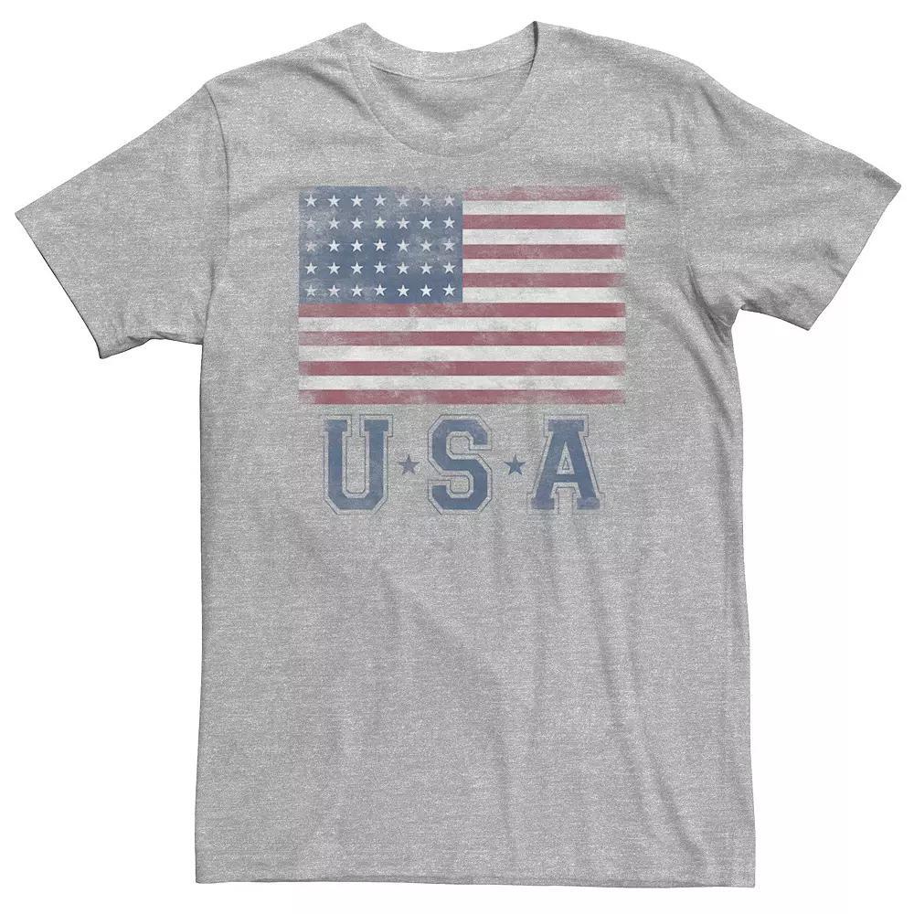 Big & Tall Classic Distressed Flag "USA" Tee, Men's, Size: 3XL Tall, Athletic Grey Product Image