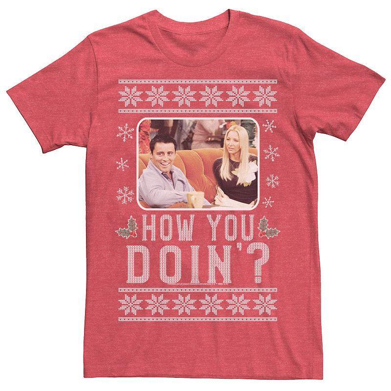 Men's Friends "How You Doin?" Ugly Sweater Tee, Size: Large, Red Grey Product Image