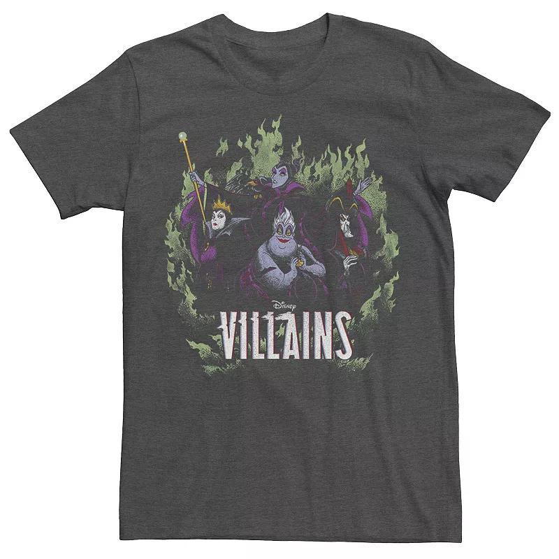 Disneys Villains Mens Green Flame Group Shot Tee Grey Heather Product Image