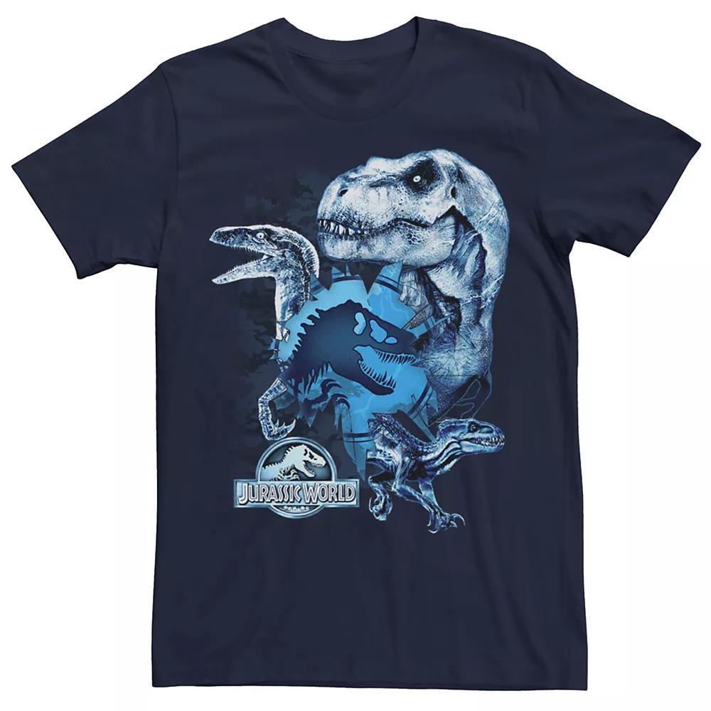 Men's Jurassic World Two T-Rex Squad Camo Shatter Tee, Size: Small, Blue Product Image