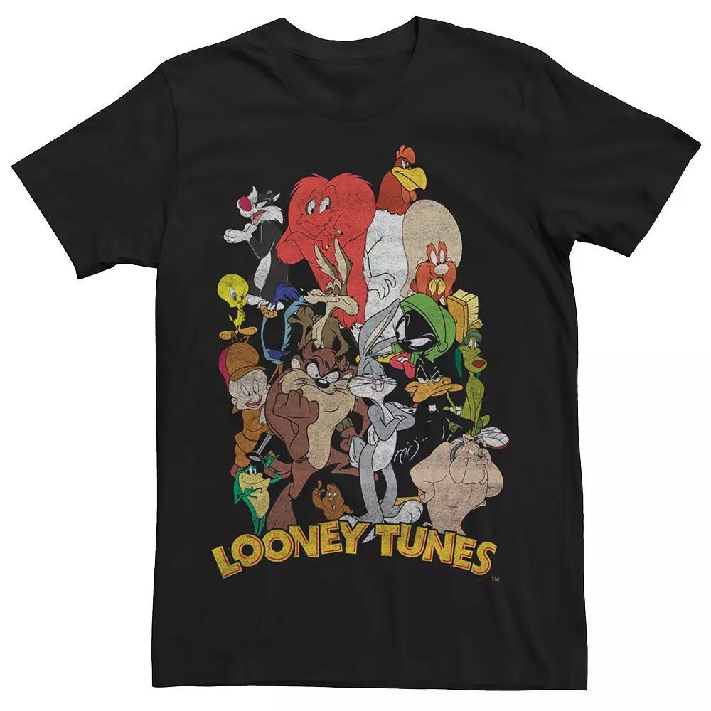 Men's Looney Tunes Group Shot Character Stack Tee, Size: Medium, Black Product Image