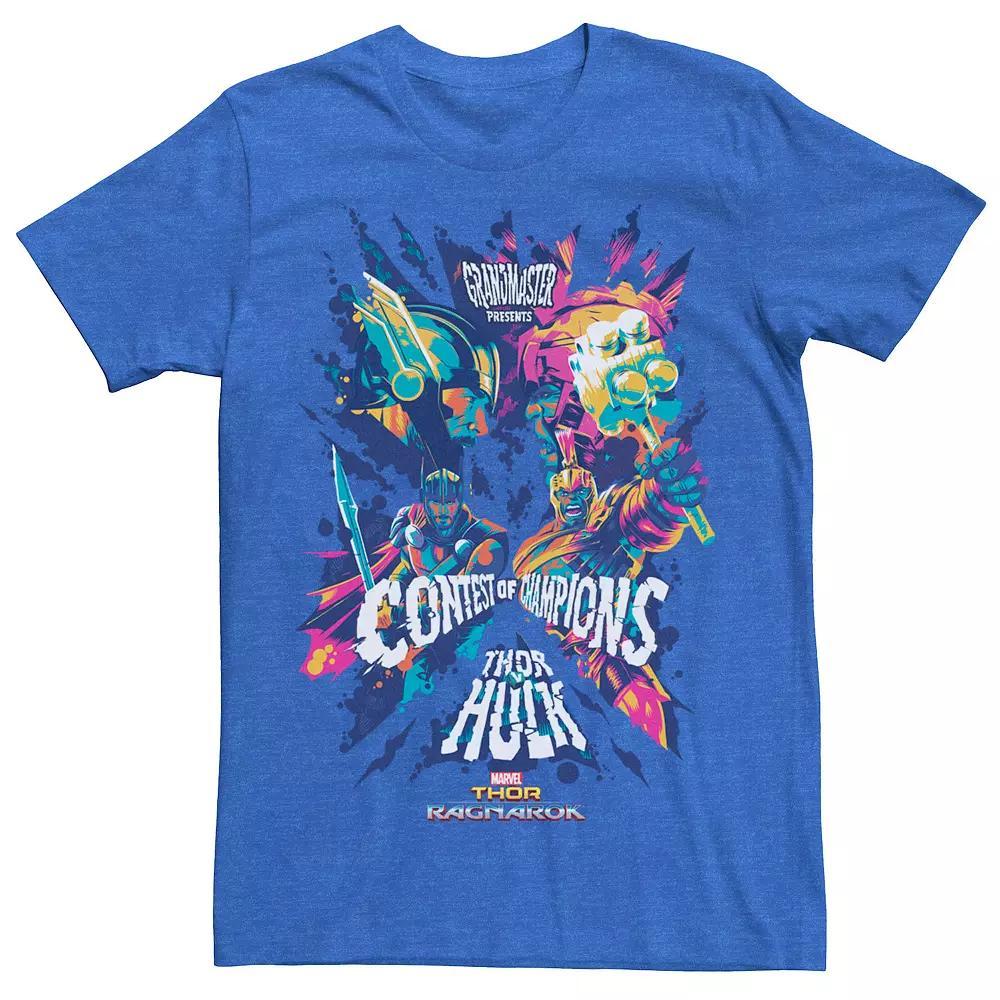 Men's Marvel Thor Ragnarok Versus Hulk Color Splatter Tee, Size: Medium, Royal Hthr Product Image