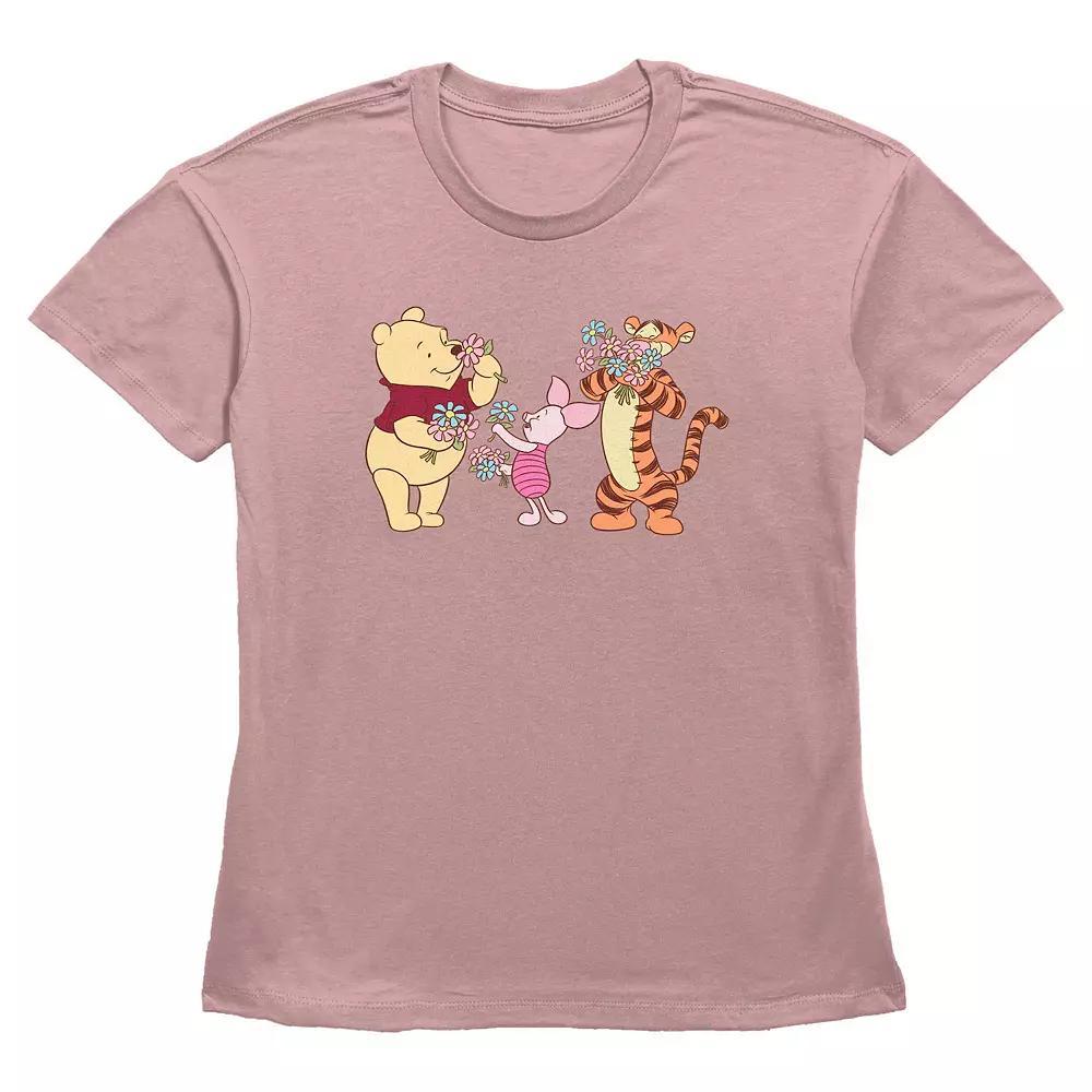 Disney's Winnie The Pooh And Friends Flower Time Women's Graphic Tee, Size: Medium, Desert Pink Product Image