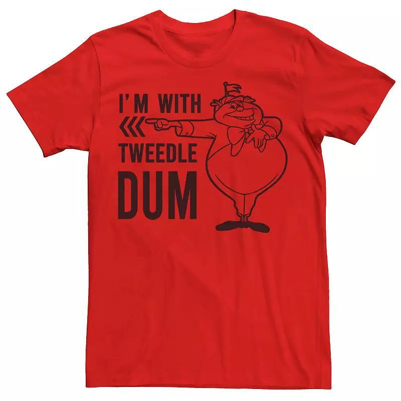 Disney's Alice In Wonderland "I'm With Tweedle Dum" Men's Line Art Tee, Size: XL, Red Product Image