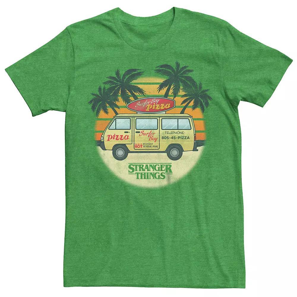 Men's Netflix Stranger Things Surfer Boy Pizza Tee, Size: XS, Kelly Grey Product Image