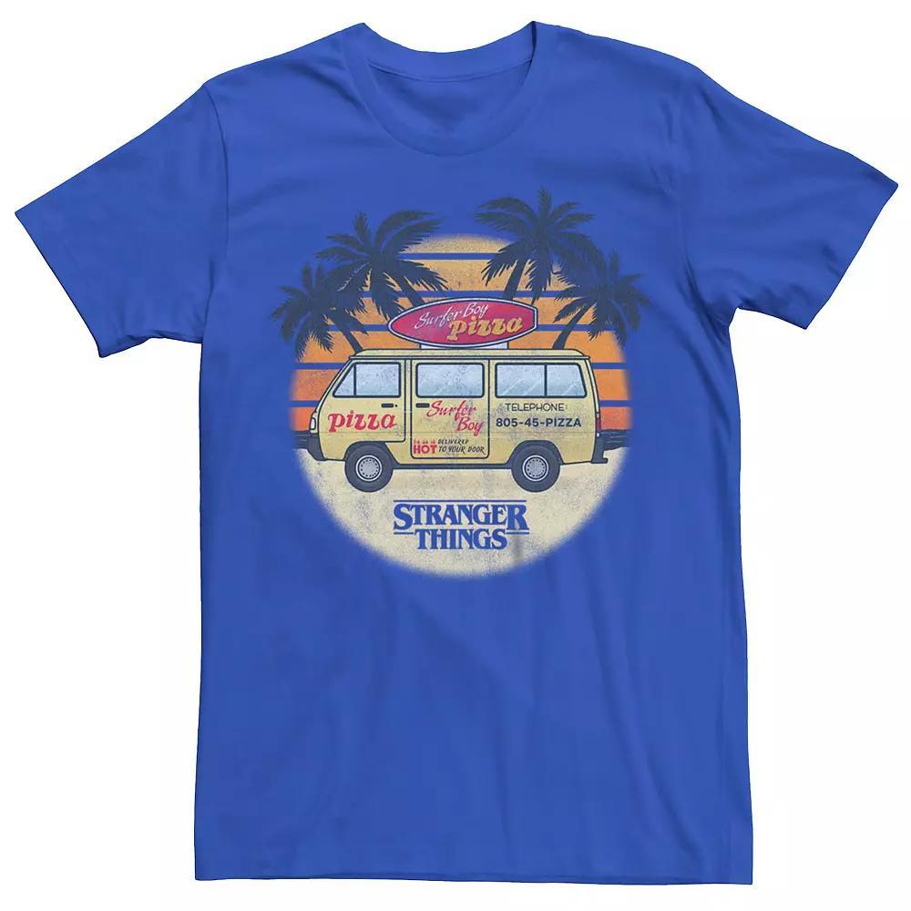 Men's Netflix Stranger Things Surfer Boy Pizza Tee, Size: Large, Royal Product Image
