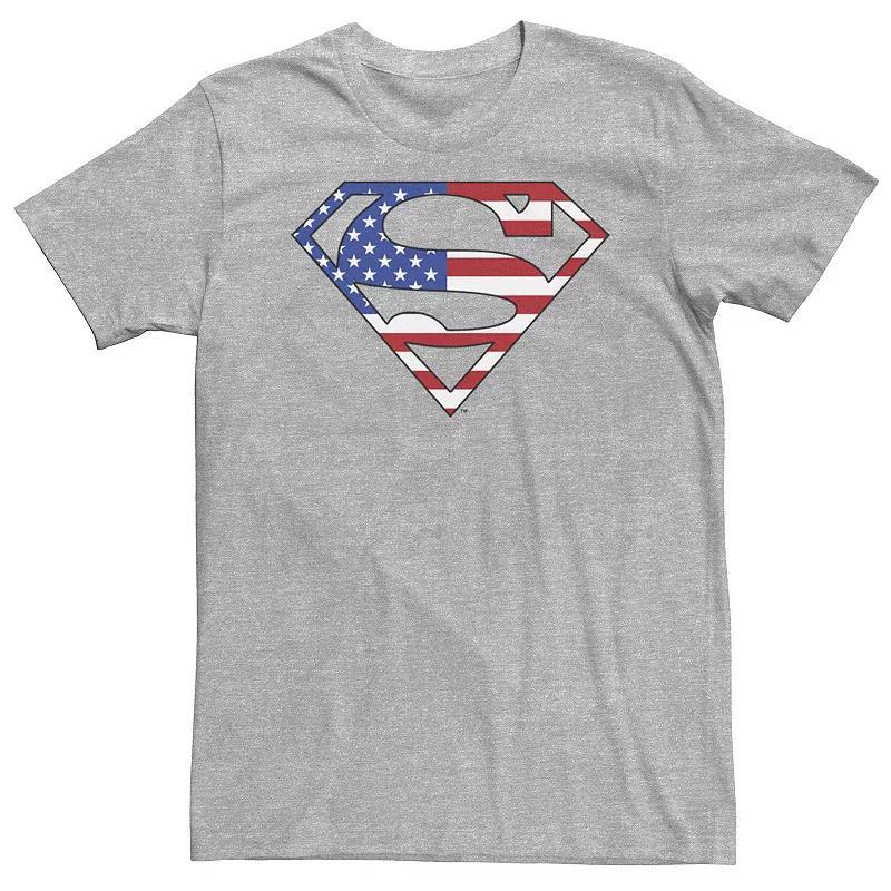 Big & Tall DC Comics Superman U.S. Flag Shield Tee, Men's, Size: 4XL Tall, Athletic Grey Product Image