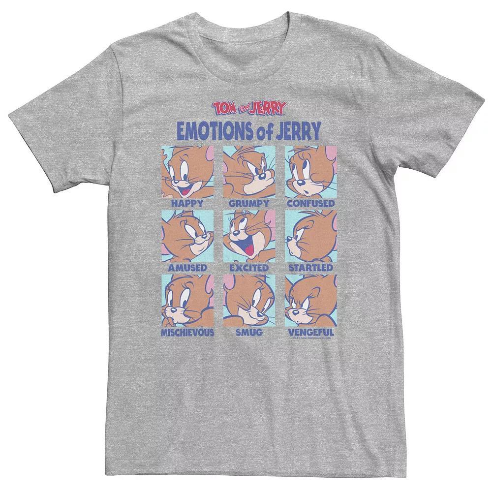 Big & Tall Tom And Jerry Emotions Of Jerry Box Up Tee, Men's, Size: 3XL, Athletic Grey Product Image
