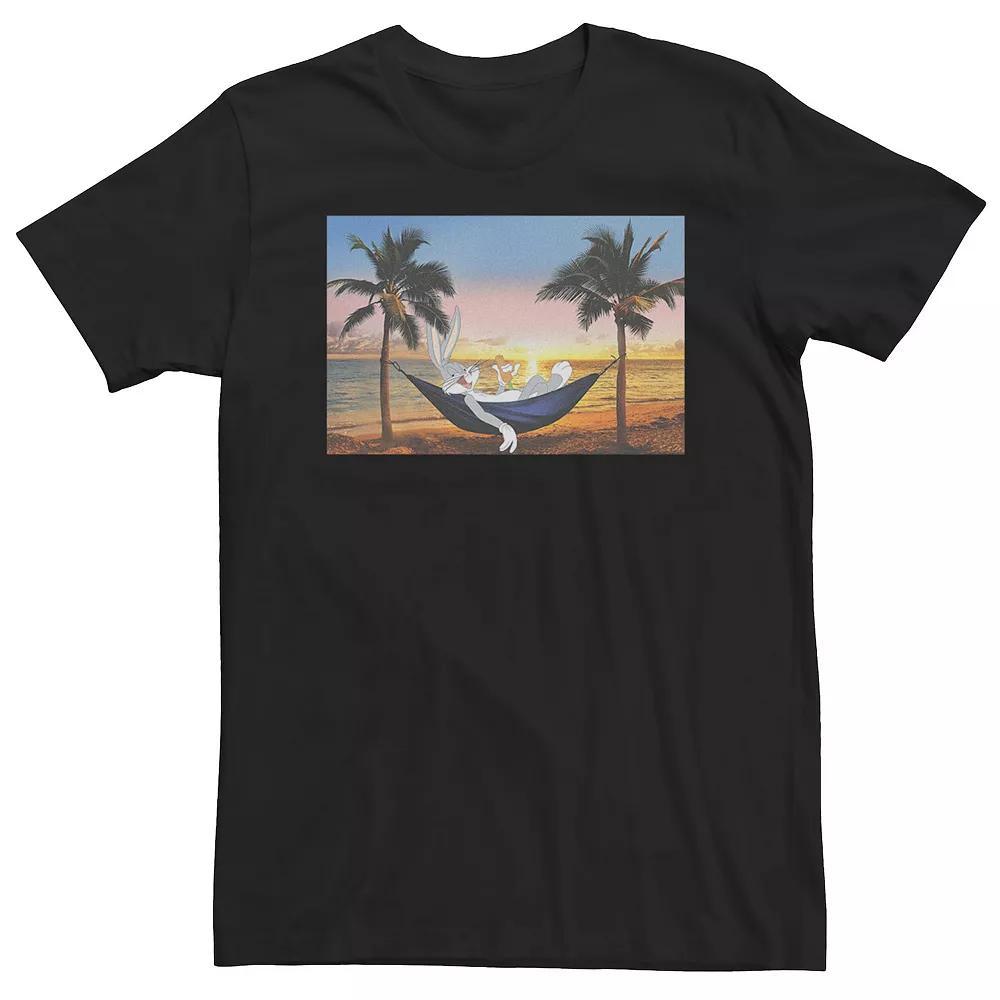 Big & Tall Looney Tunes Bug Bunny Sunset Hammock Tee, Men's, Size: XLT, Black Product Image