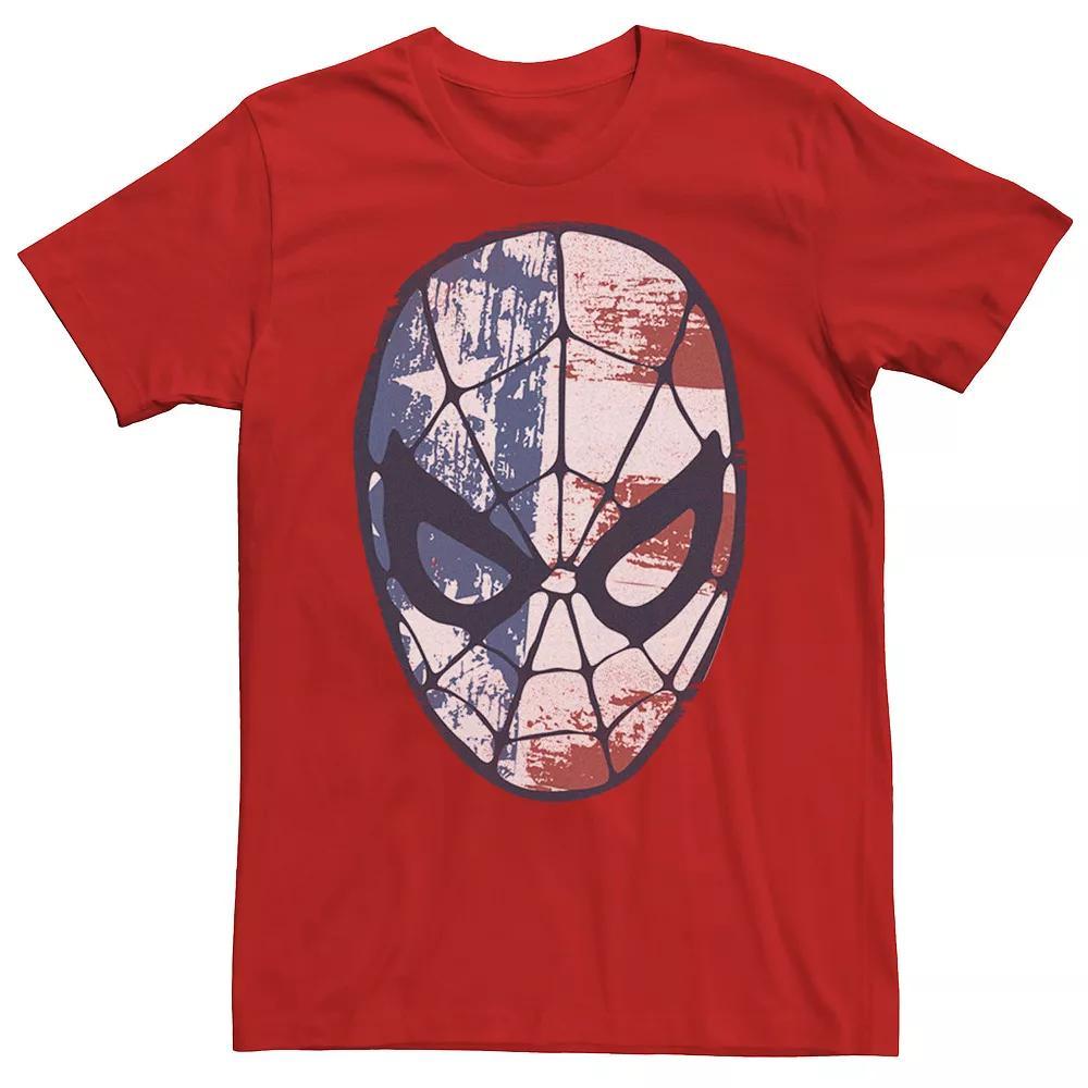 Men's Marvel Spider-Man American Flag Face Vintage Tee, Size: XL, Red Product Image