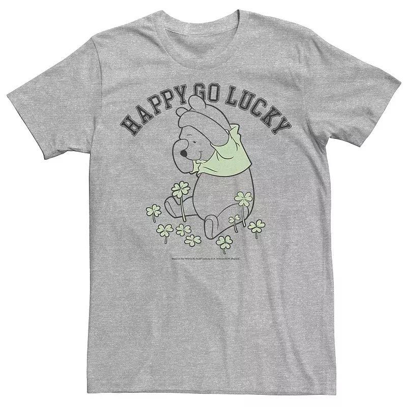 Disney's Winnie The Pooh "Happy Go Lucky" Portrait Men's Tee, Size: Small, Athletic Grey Product Image