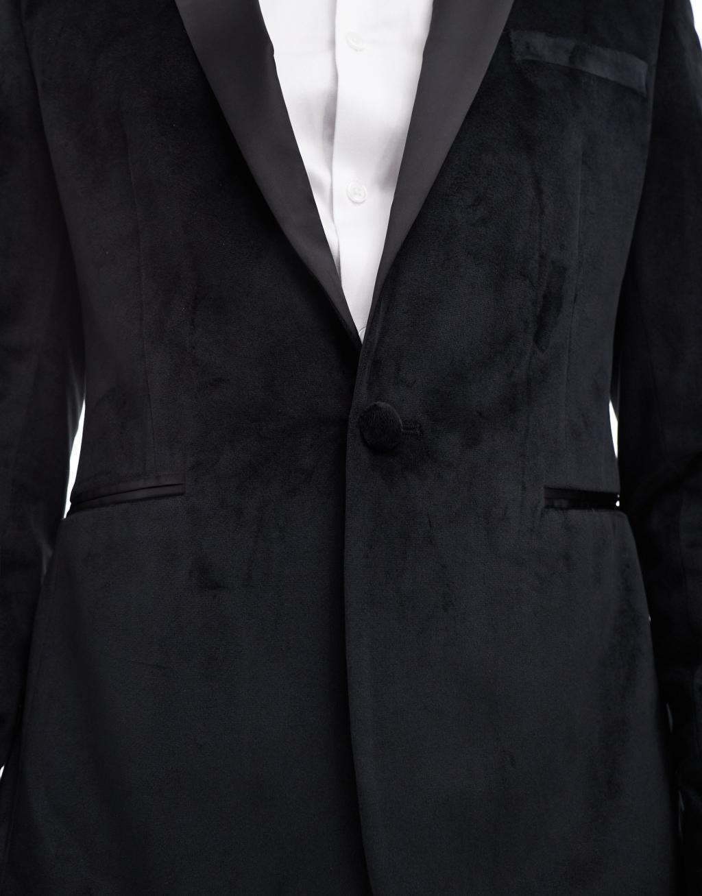 ASOS DESIGN slim tuxedo suit jacket in black velvet Product Image