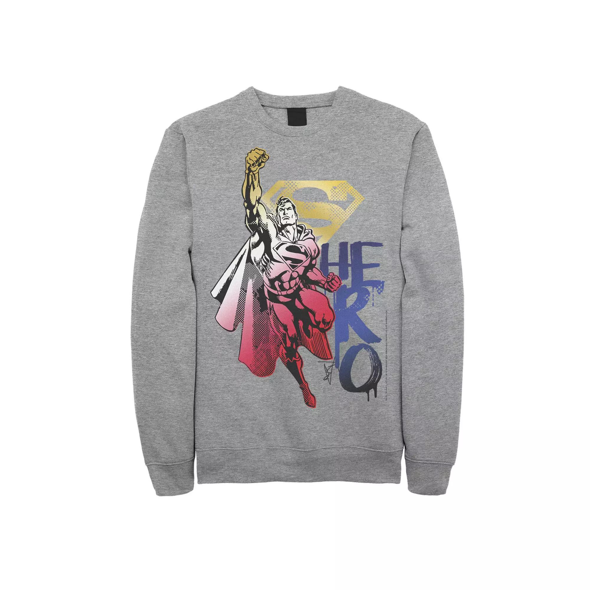 Men's DC Comics Superman Artsy Hero Sweatshirt, Size: Medium, Athletic Grey Product Image