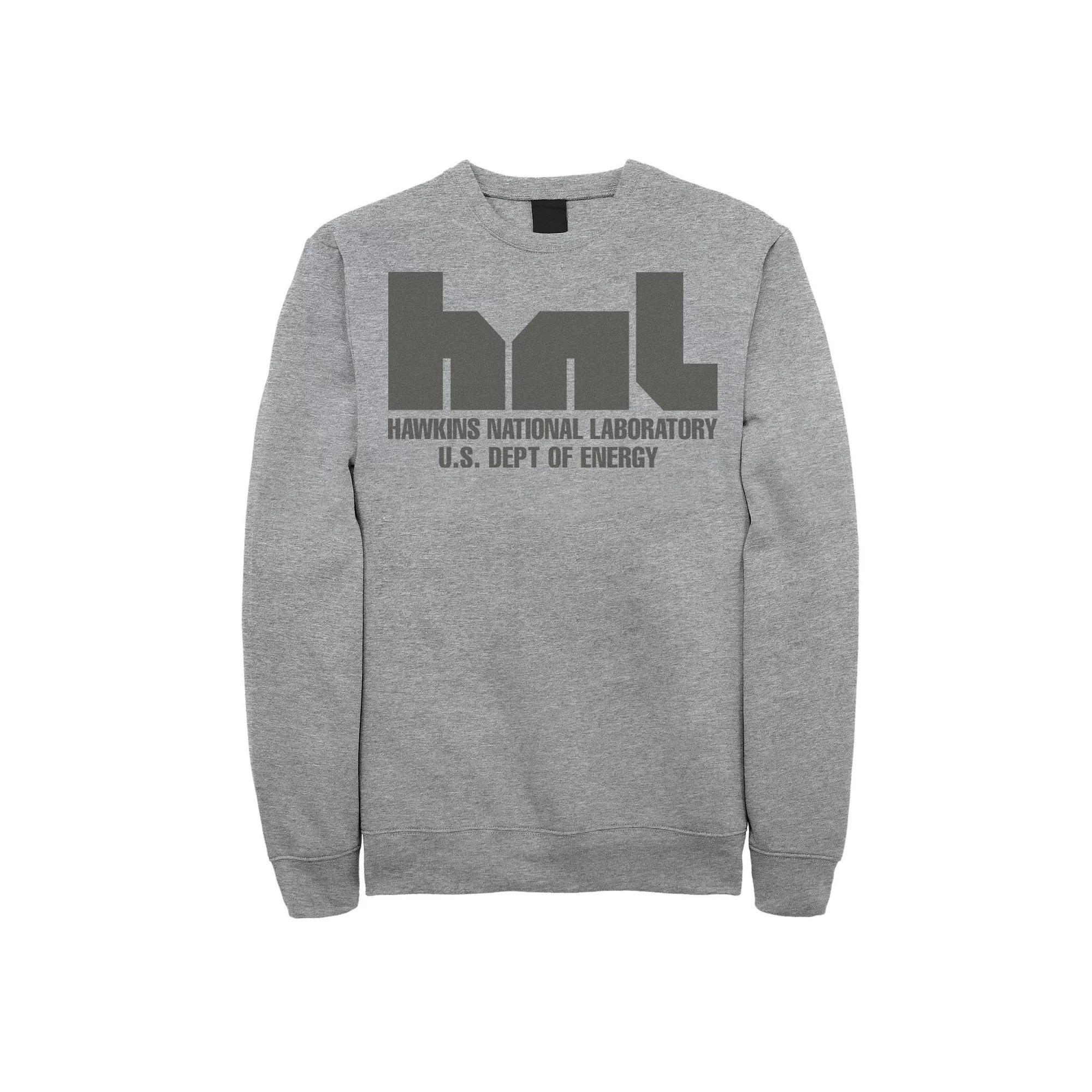 Men's Stranger Things HNL Hawkins National Laboratory Logo Sweatshirt, Size: Small, Athletic Grey Product Image