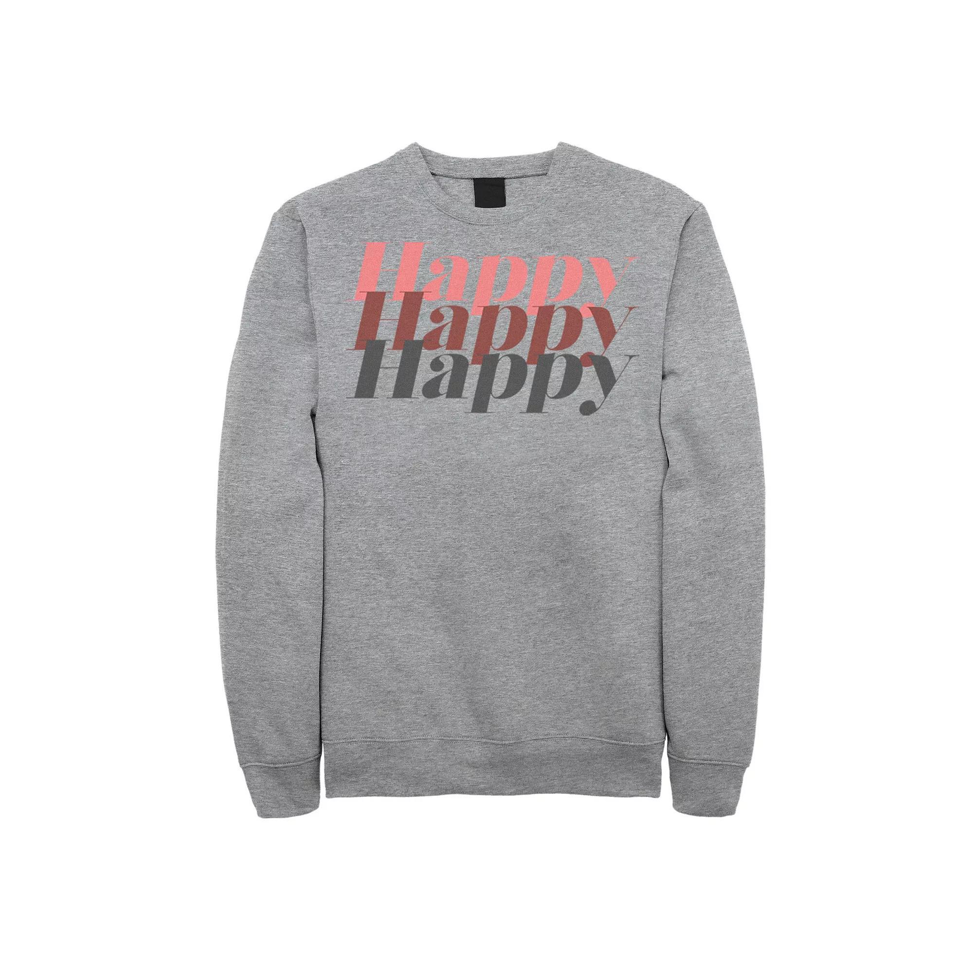 Men's Fifth Sun Happy Text Stack Sweatshirt, Size: Large, Athletic Grey Product Image