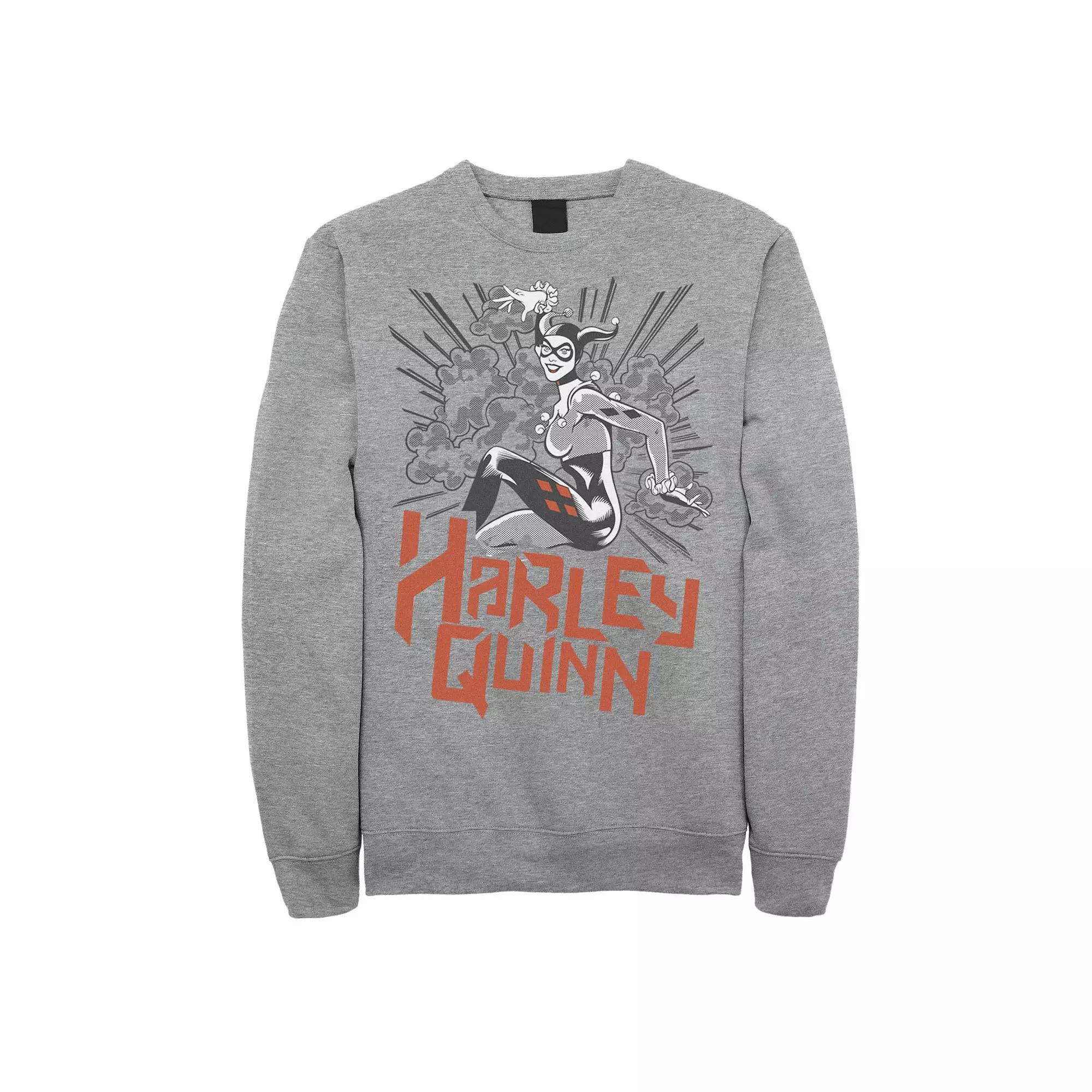 Men's DC Comics Harley Quinn Action Pose Sweatshirt, Size: Large, Athletic Grey Product Image