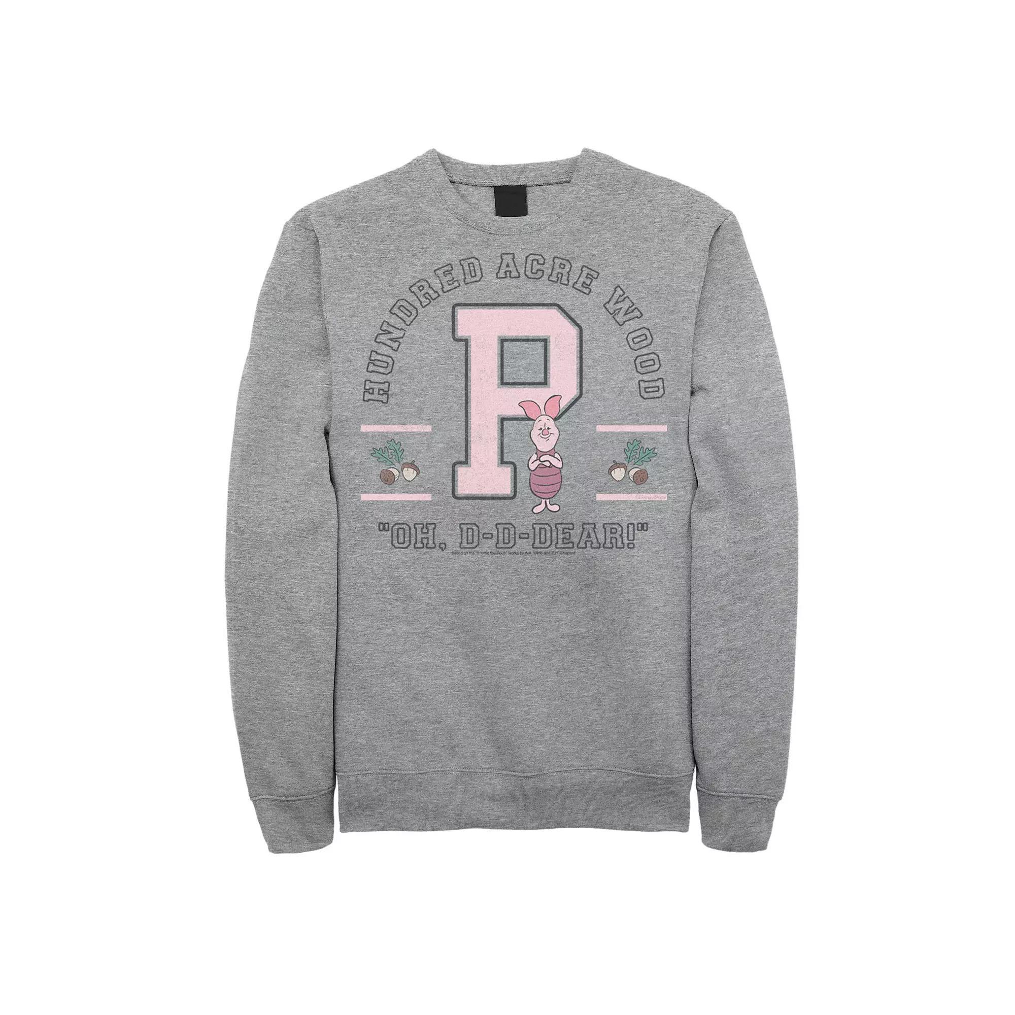 Disney's Winnie The Pooh Piglet Men's Collegiate Oh Dear Quote Sweatshirt, Size: XXL, Athletic Grey Product Image