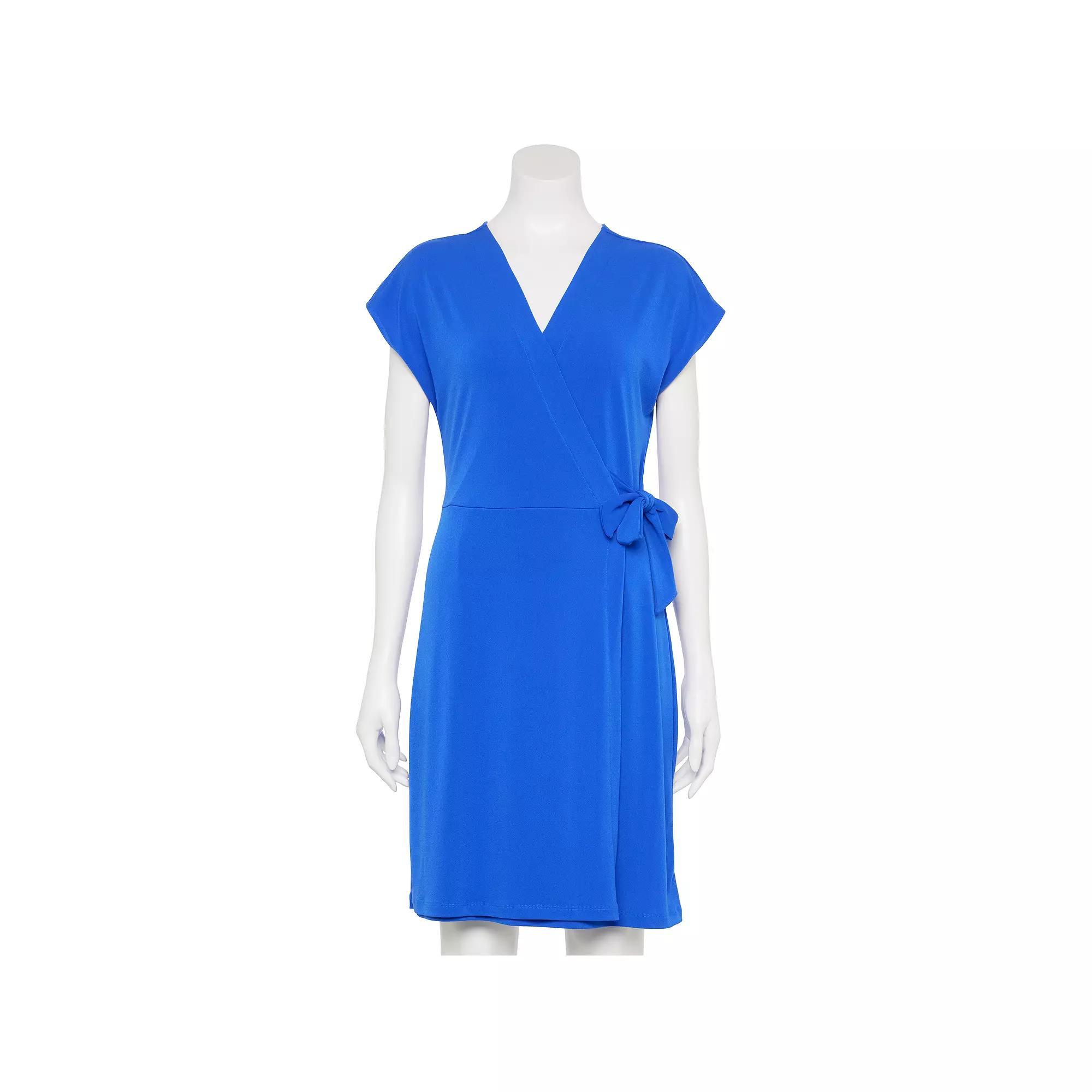 Womens Nine West Adaptive V-Neck Dolman Sleeve Wrap Midi Dress Product Image