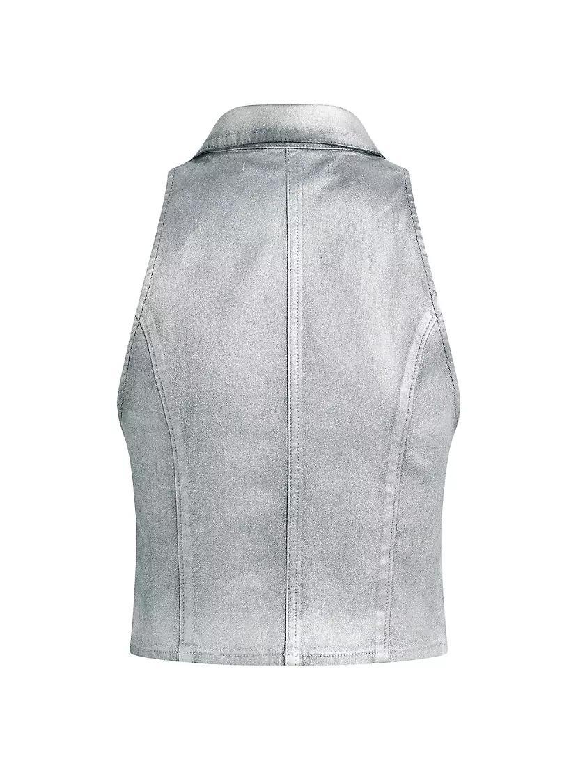 Metallic Denim Halter Vest Product Image