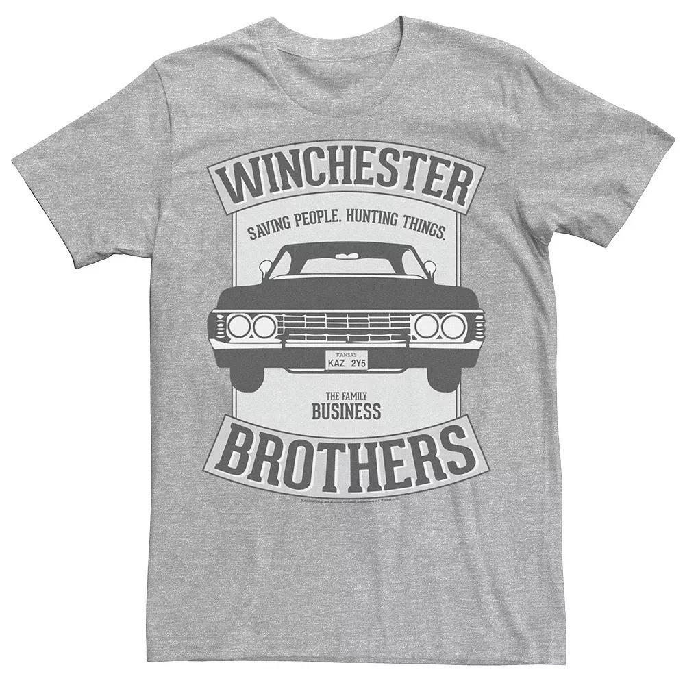 Men's Supernatural Winchester Brothers Saving People. Hunting Things. Tee, Size: XL, Athletic Grey Product Image