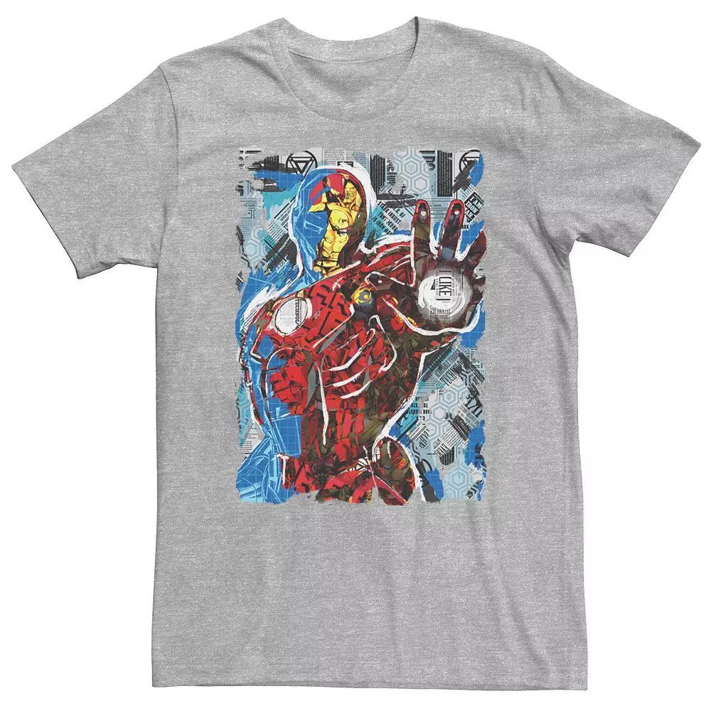 Big & Tall Marvel Avengers Iron Man Grid Overlay Tee, Men's, Size: 4XLT, Athletic Grey Product Image