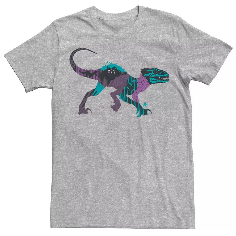 Mens Jurassic World Raptor DNA Scene Fill Tee Athletic Grey Product Image