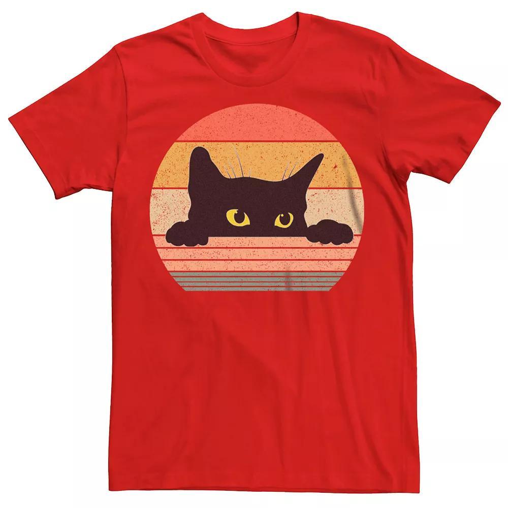 Men's Retro Cat Circle Graphic Tee, Size: XS, Royal Product Image