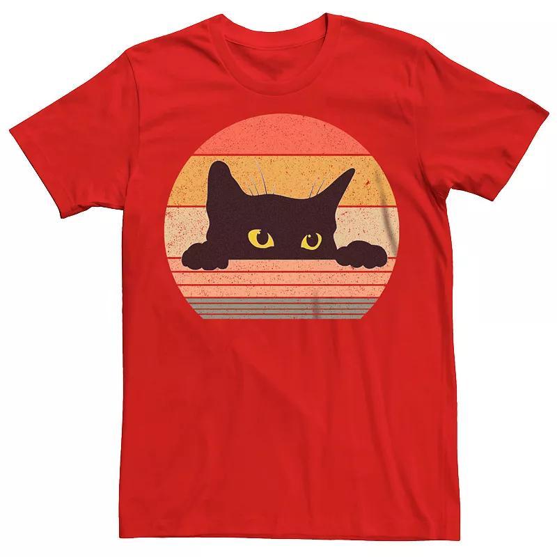 Men's Retro Cat Circle Graphic Tee, Size: XS, Royal Product Image