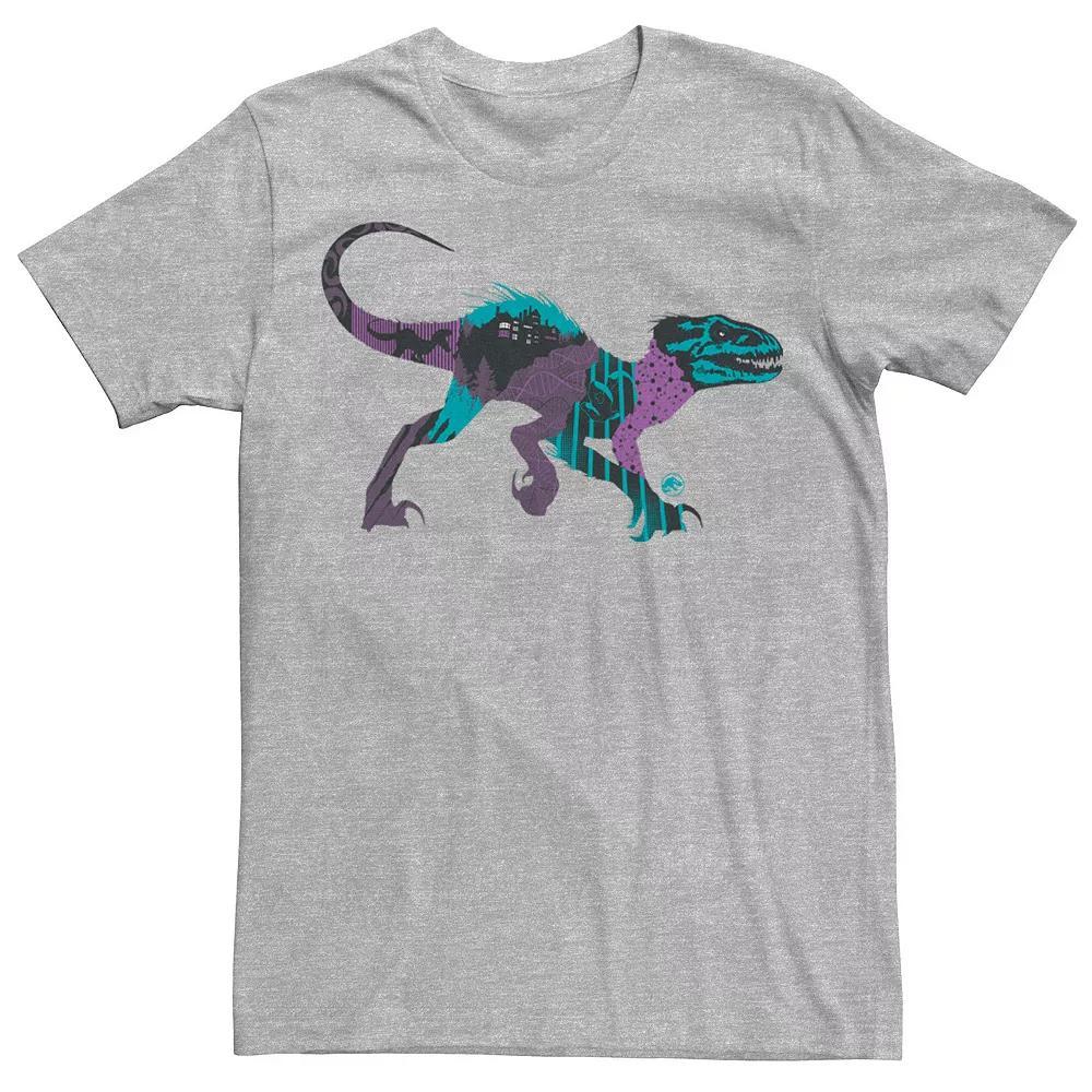 Mens Jurassic World Raptor DNA Scene Fill Tee Athletic Grey Product Image
