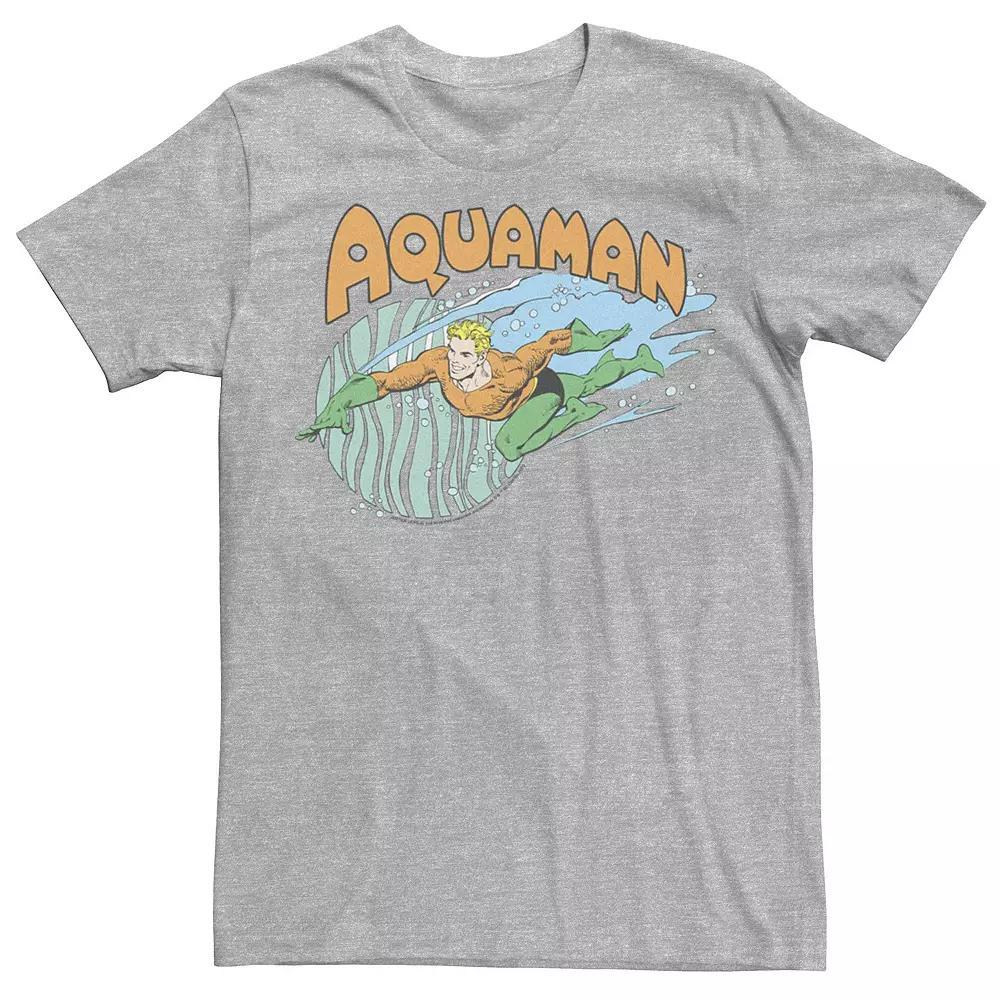 Men's Justice League Aqua Man Aqua Splash Tee, Size: Large, Athletic Grey Product Image