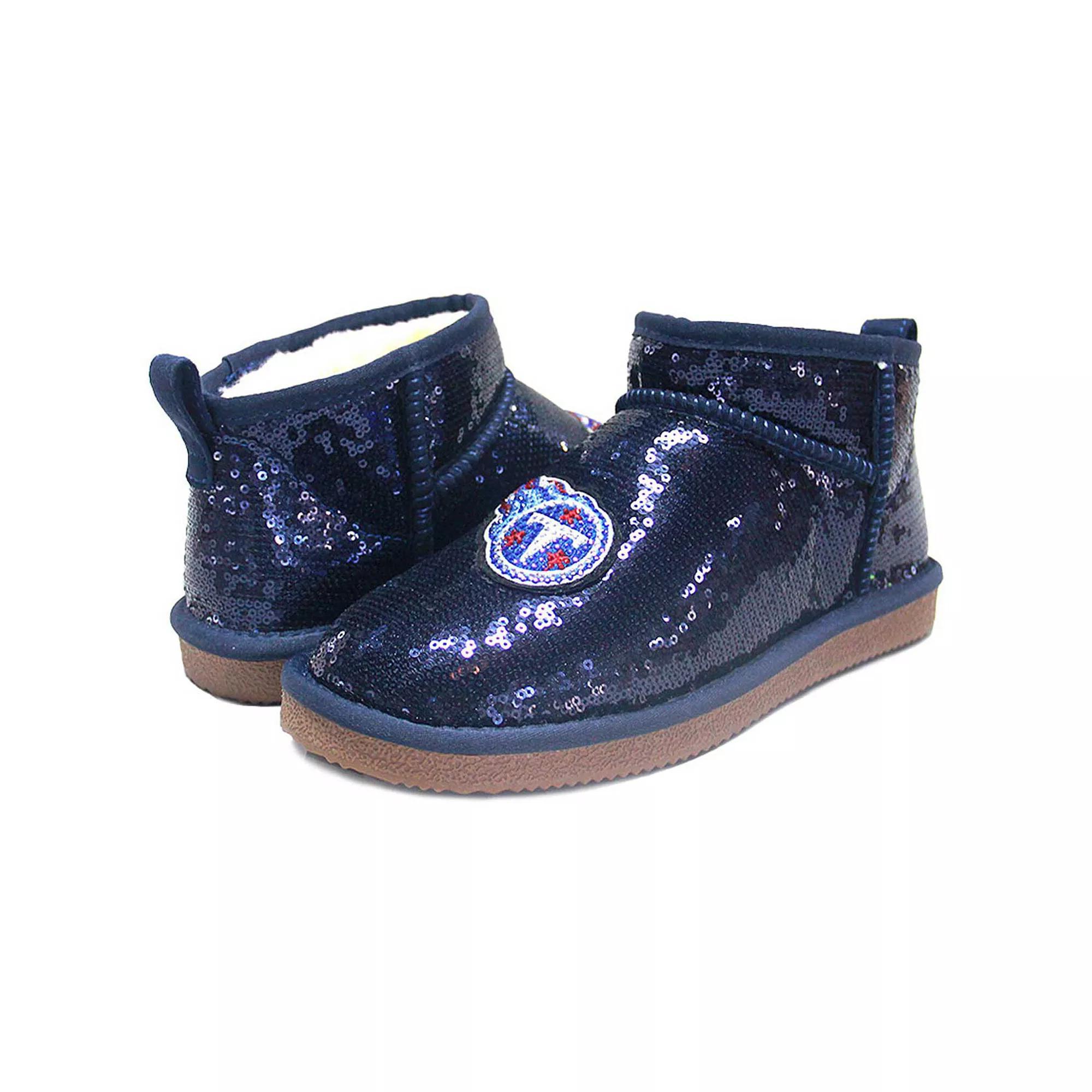 Women's Cuce  Navy Tennessee Titans Sequin Ankle Boots, Size: 6, Blue Product Image