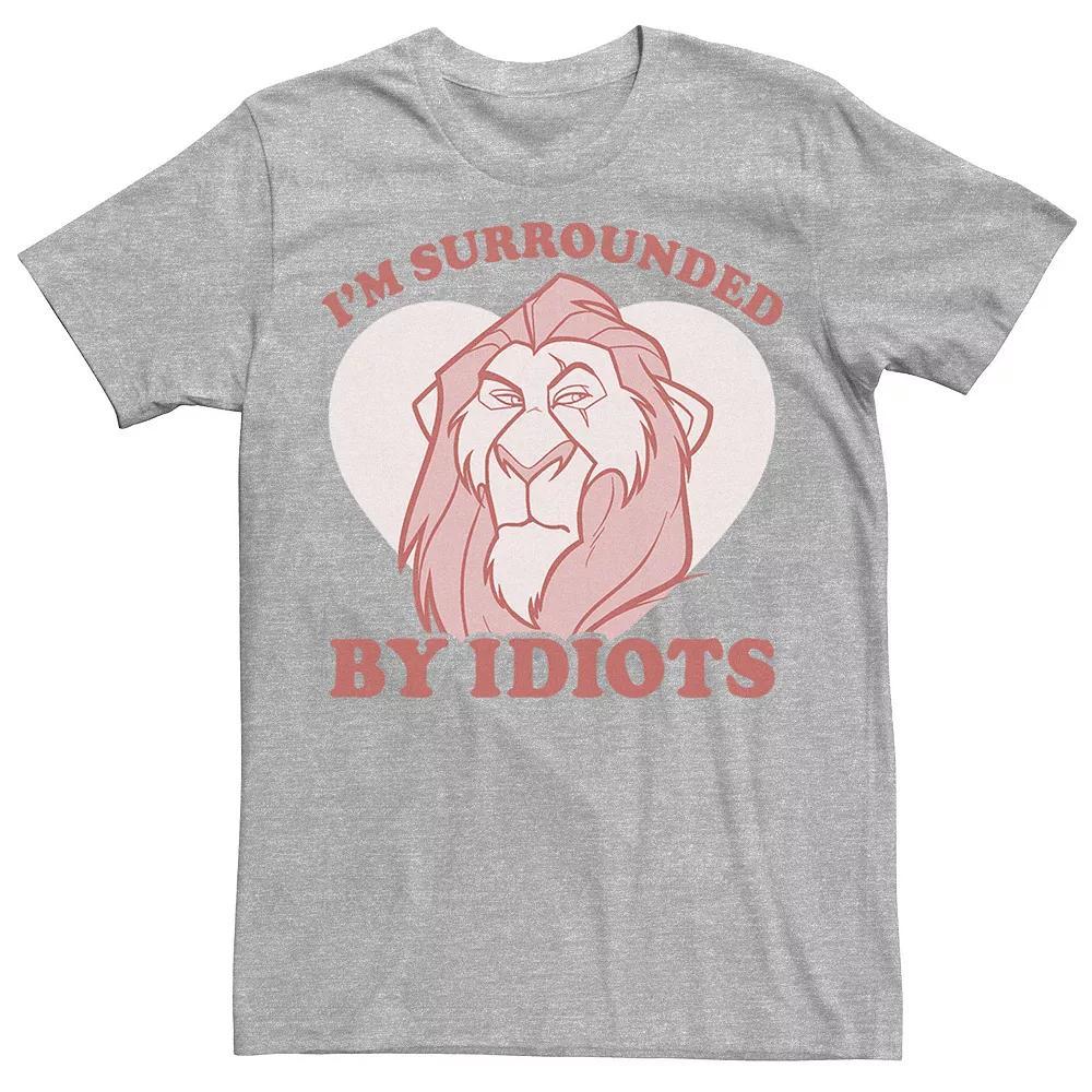 Men's Disney's The Lion King Disney Villains Valentine's Day Scar Surrounded By Idiots Tee, Size: Large, Athletic Grey Product Image