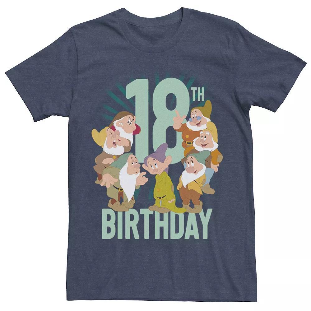 Disney's Snow White Dwarfs Group Shot Men's 18th Birthday Tee, Size: Medium, Navy Grey Product Image