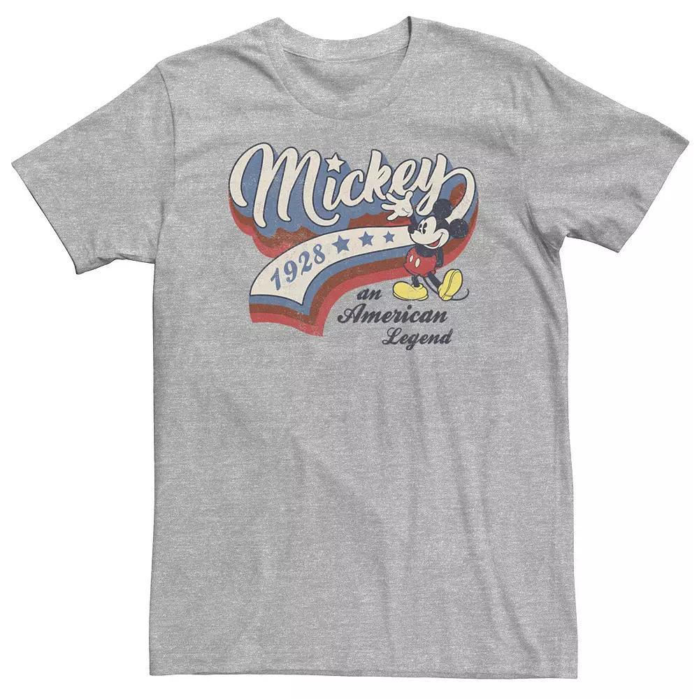 Big & Tall Disney Mickey And Friends Mickey American Legend 1928 Tee, Men's, Size: Large Tall, Athletic Grey Product Image