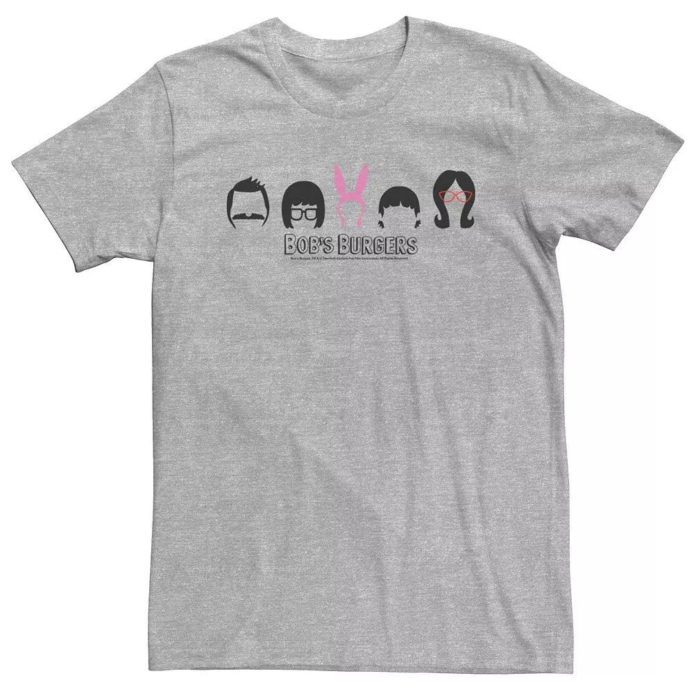 Big & Tall Bob's Burgers Family Hair Tee, Men's, Size: Large Tall, Athletic Grey Product Image
