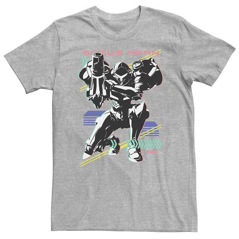 Big & Tall Nintendo Metroid Samus Aran Retro Neon Poster Tee, Men's, Size: 3XL Tall, White Product Image