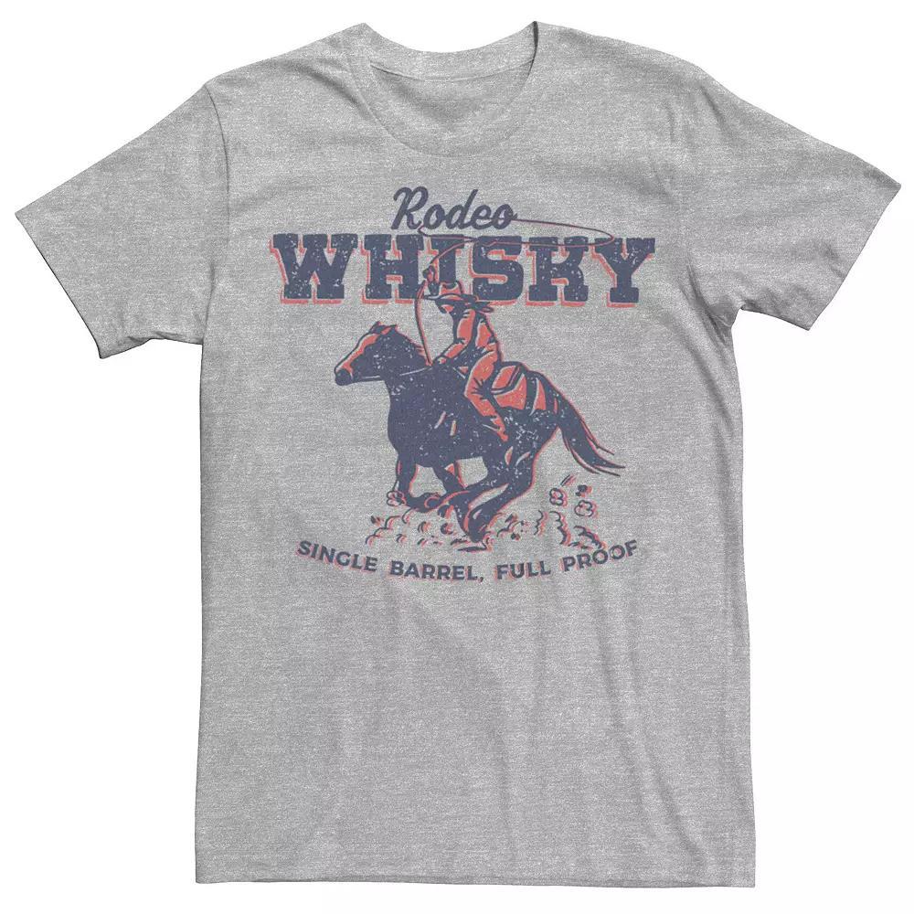 Men's Rodeo Whisky Single Barrel Full Proof Cowboy Graphic Tee, Size: Large, Athletic Grey Product Image