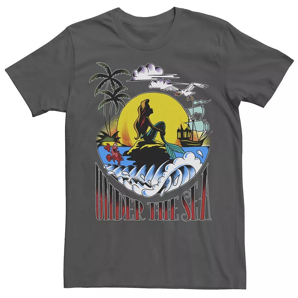 Disney's The Little Mermaid Tattoo Style Poster Men's Tee, Size: XL, Grey Product Image